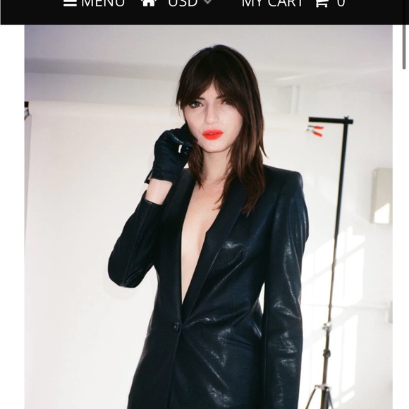 L’ ecole Des Femme Vegan Leather Smoking Jacket - Picture 3 of 14